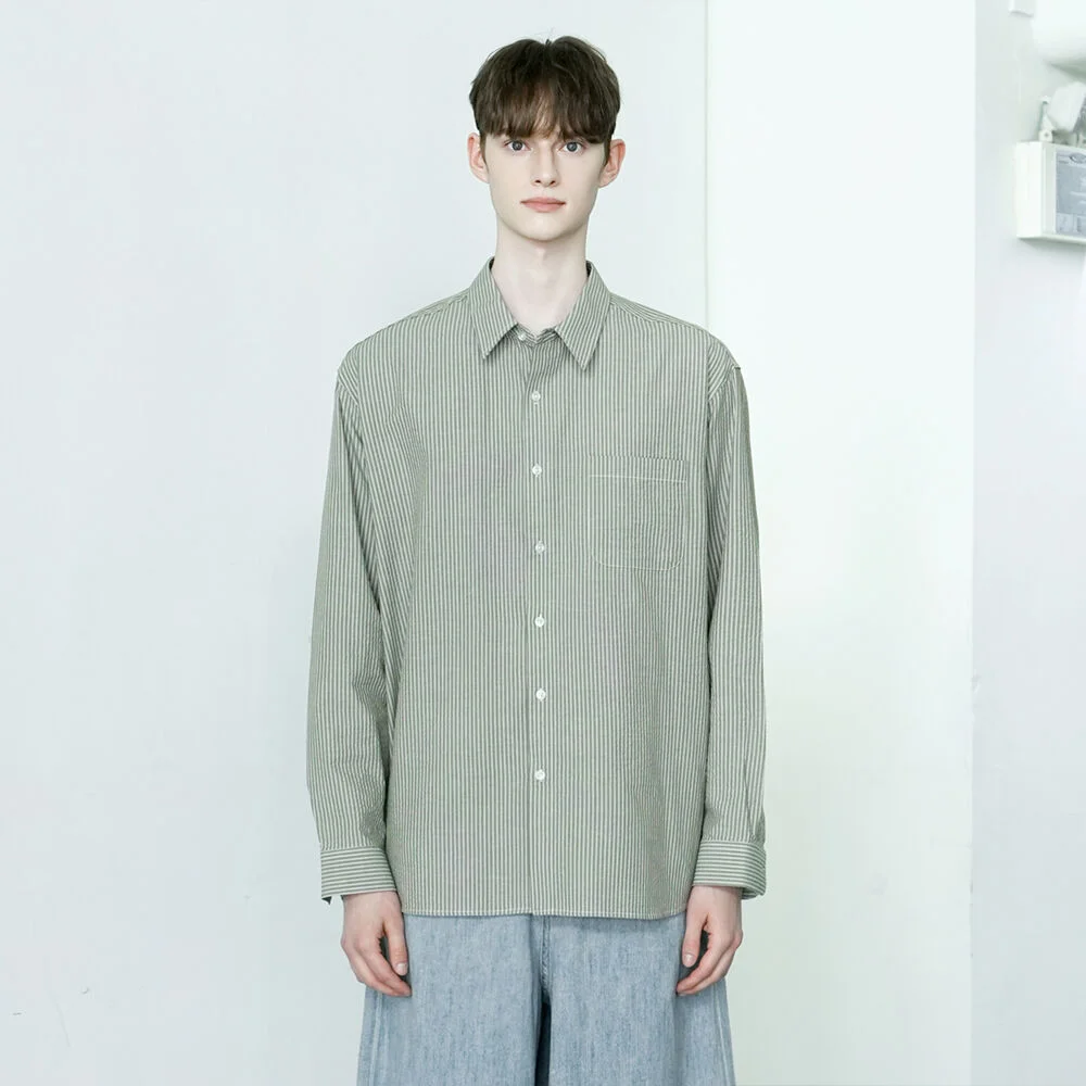 DM1025 CLASSIC STRIPE SHIRTS_KHAKI