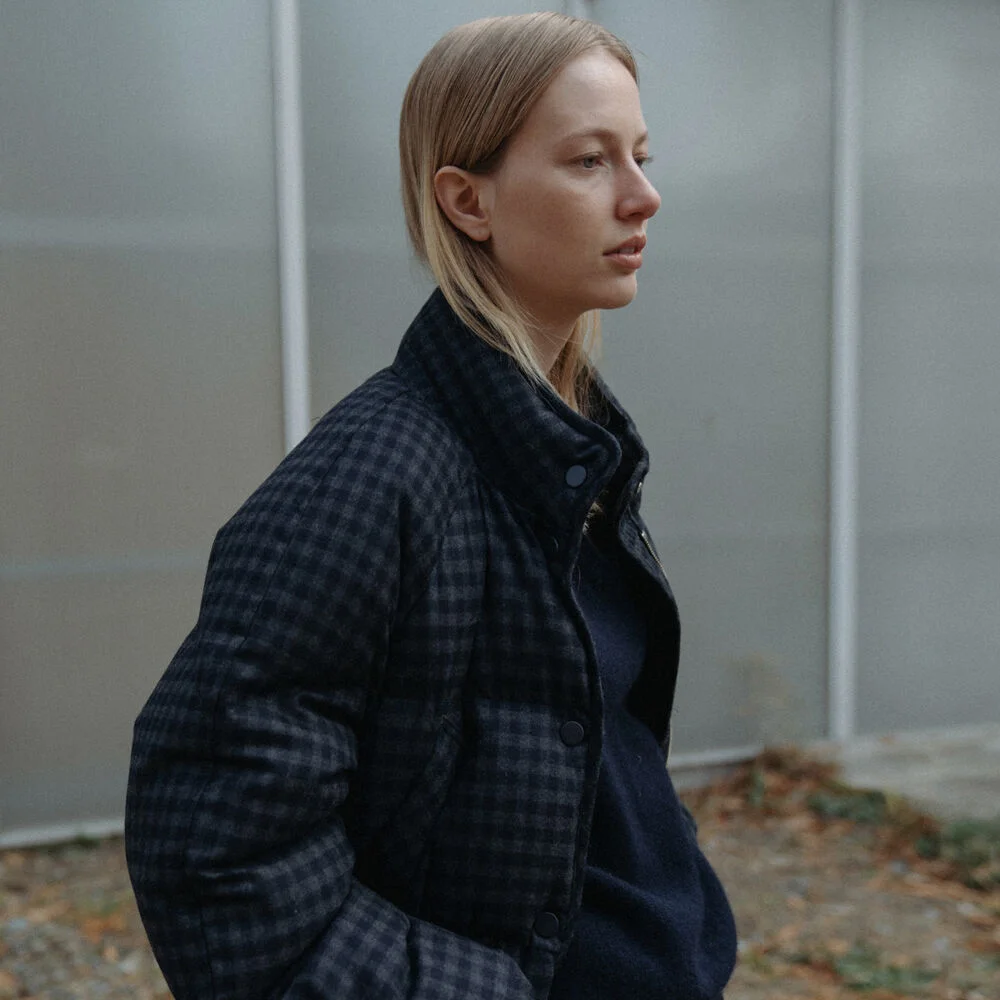 Cropped string puffer jacket (Hale navy)