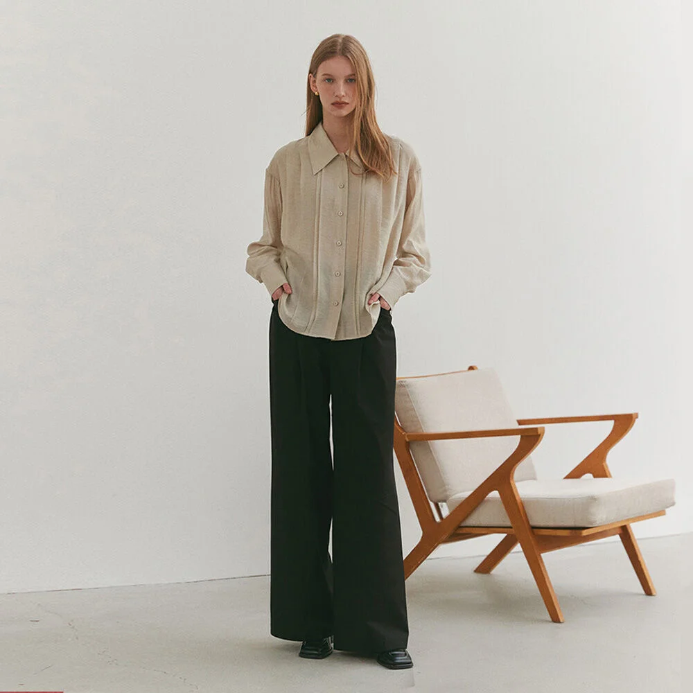 COTTON LONG WIDE PANTS (moat black)