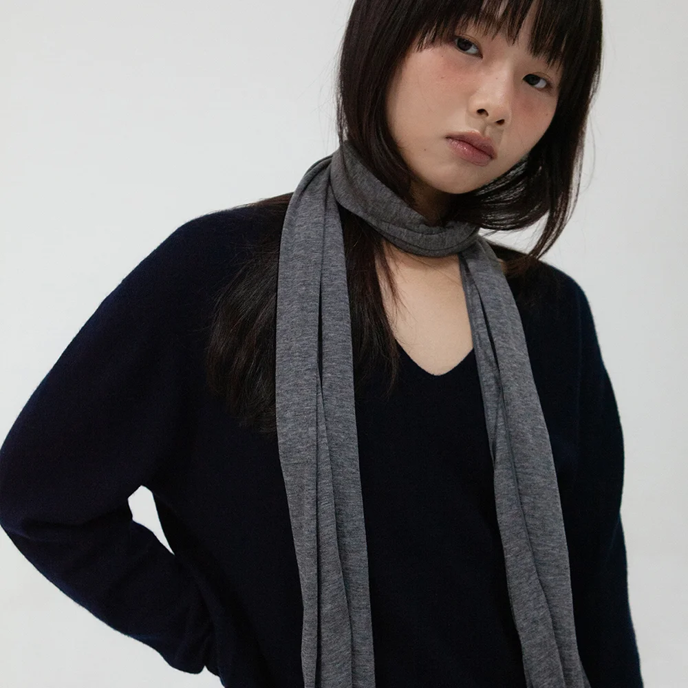 soft tencel long scarf - grey
