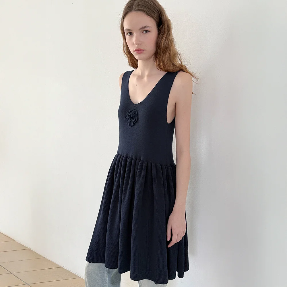 SN Rose Knit Dress (Navy)