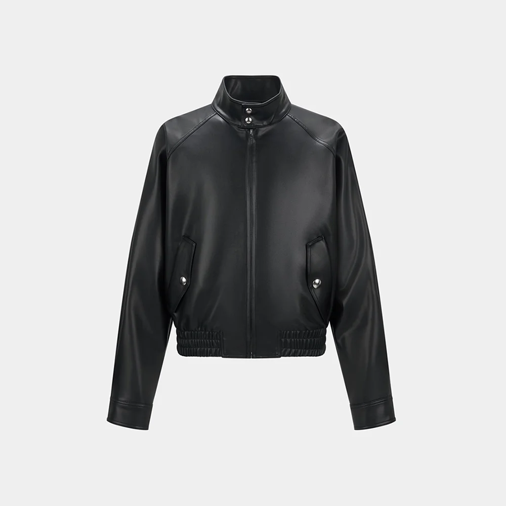 HARRINGTON ENGLISH FAUX LEATHER BLOUSON - BLACK