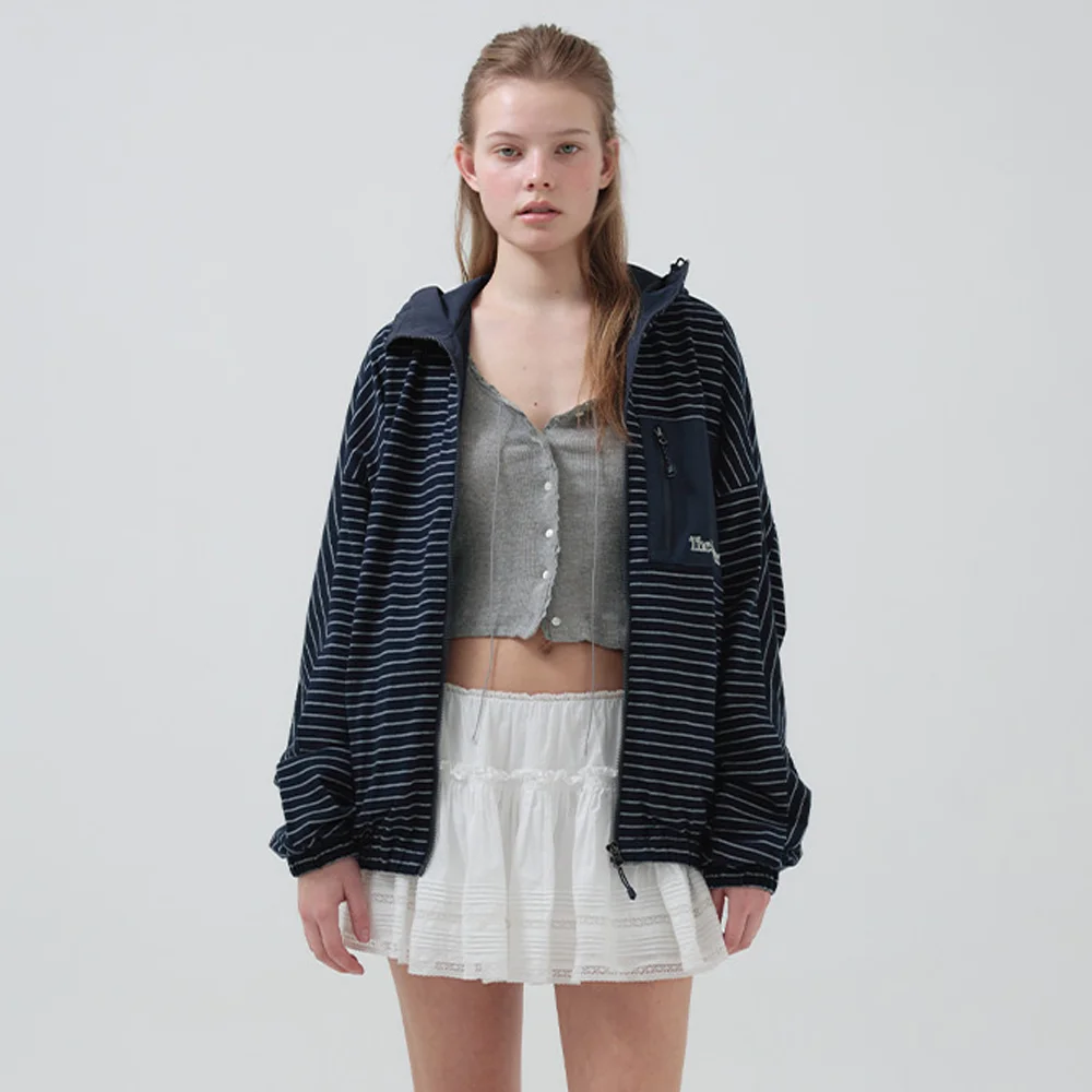 Milo Stripe Hooded Jacket_Navy