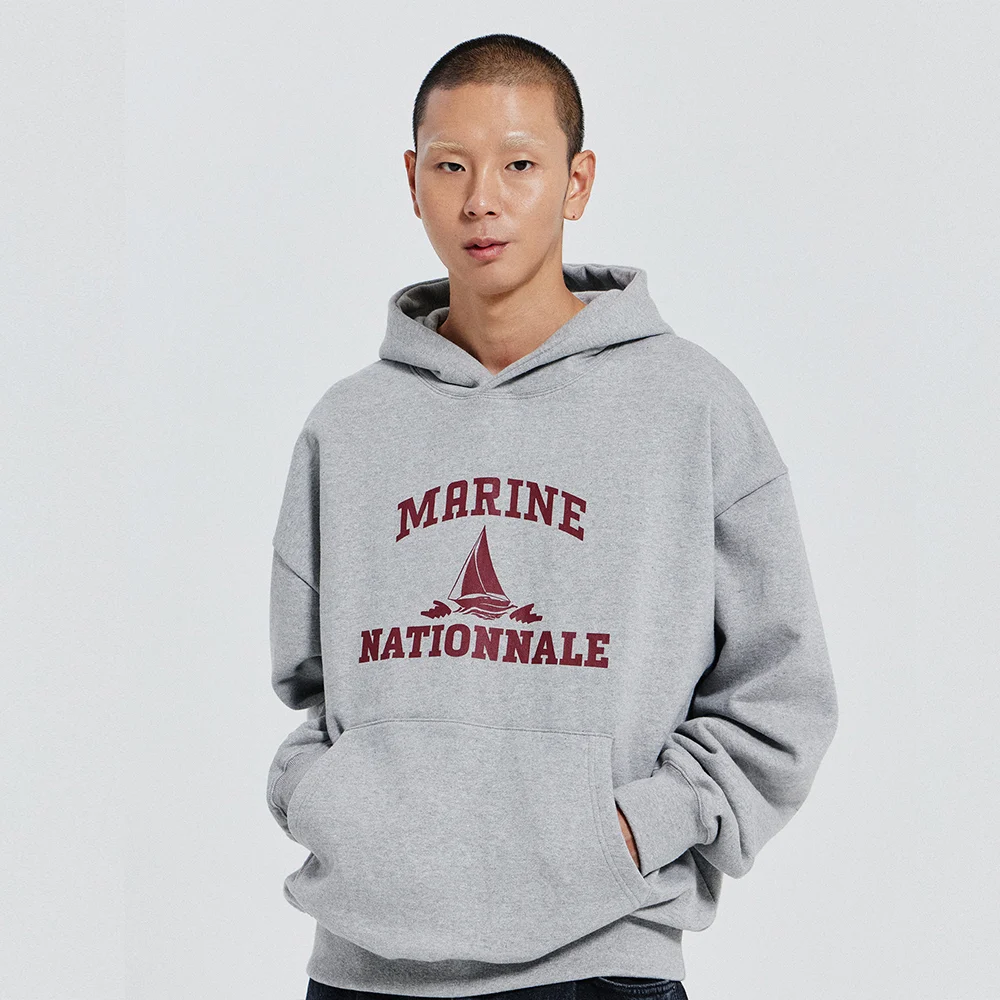 V.HEAVY HOOD SWEAT MARINE_MELANGE GRAY