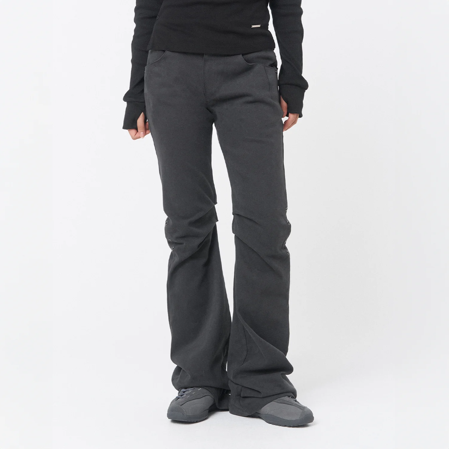 Shifted snap pants CHARCOAL