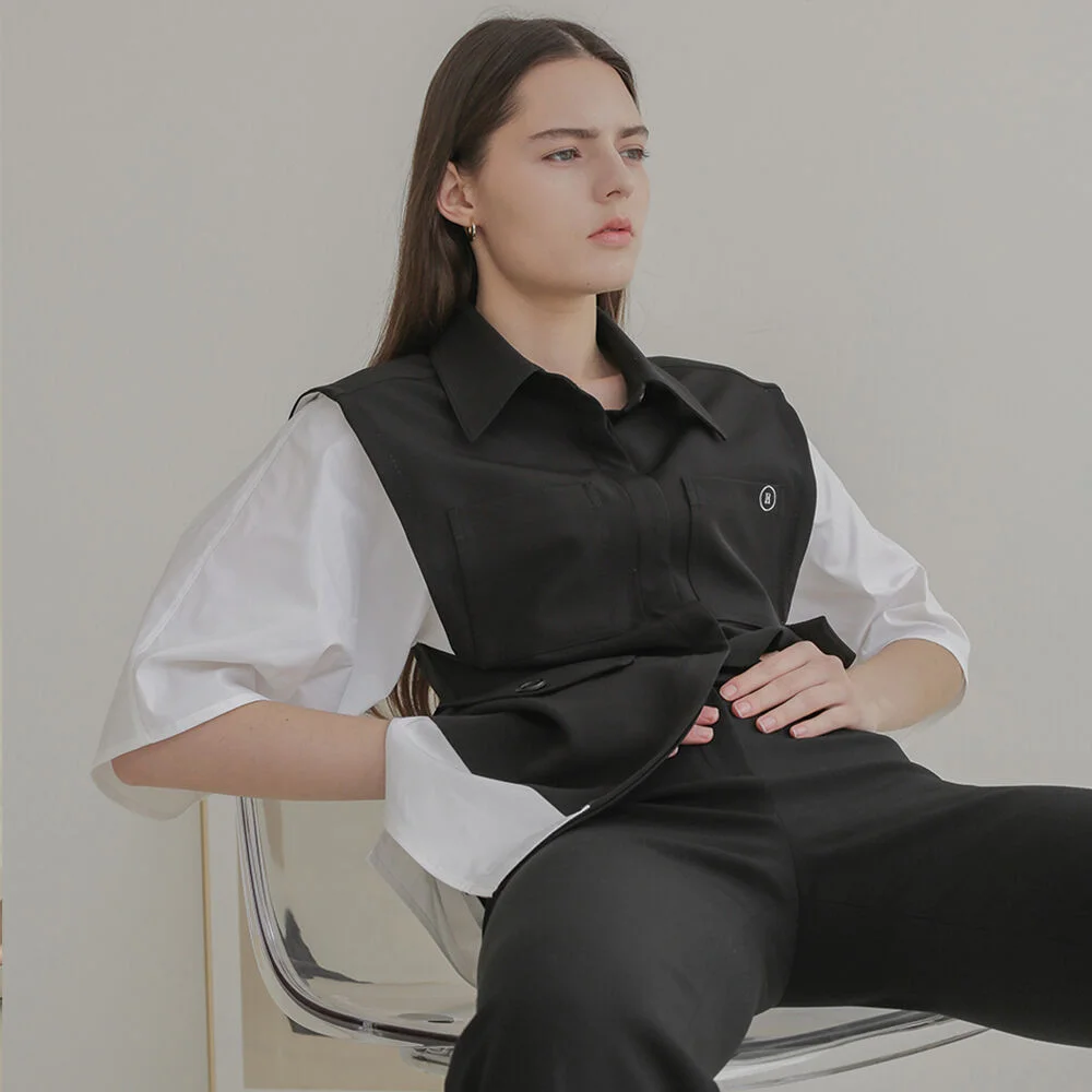 001 Black Layerd Sleeve Shirt