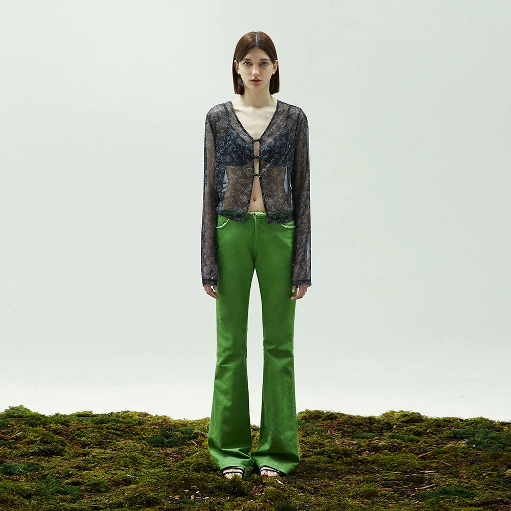 LOWRISE COTTON FLARE PANTS