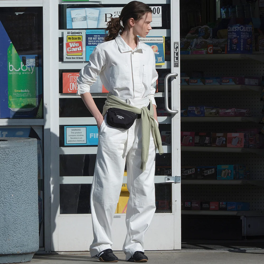 Work Cotton Jumpsuit - Ivory