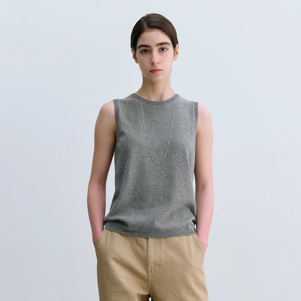 Sleeveless Cotton Knit in Gray