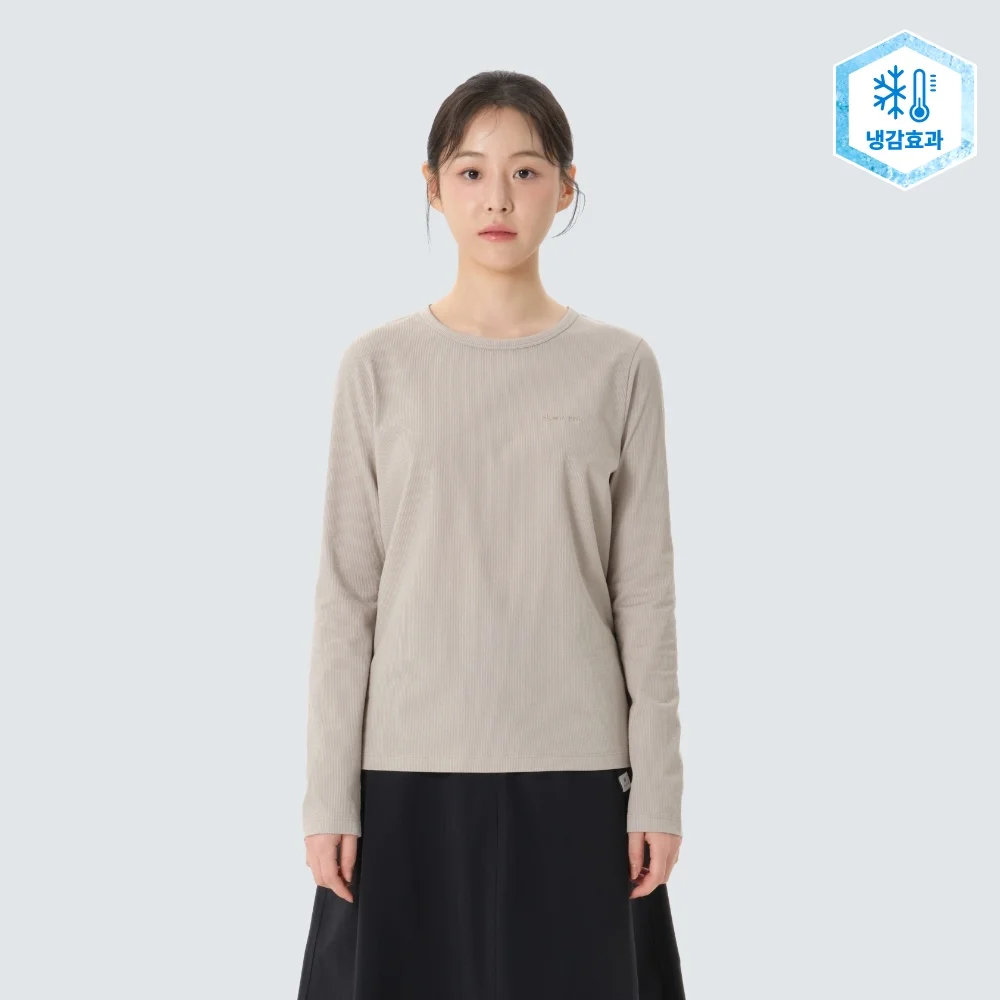 羅紋 女裝 長袖 T恤 Sand Beige (S26SWFTL39)