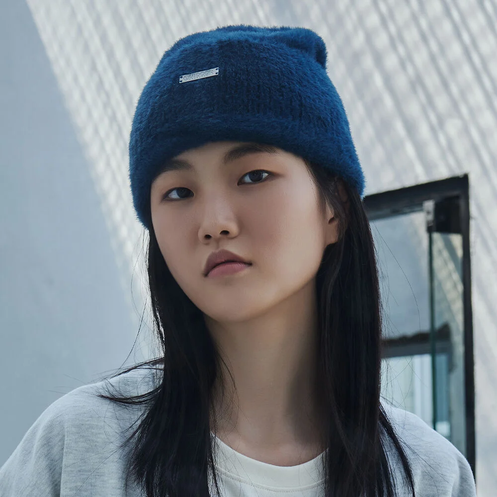 ANGORA CUFF BEANIE (NAVY)