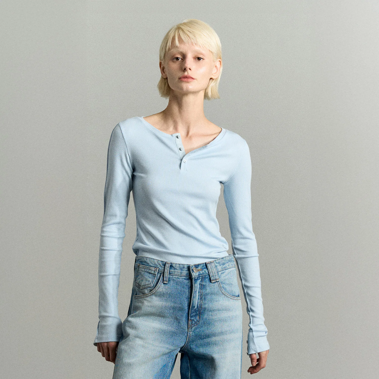 LONG SLEEVE BUTTON TOP CLOUD