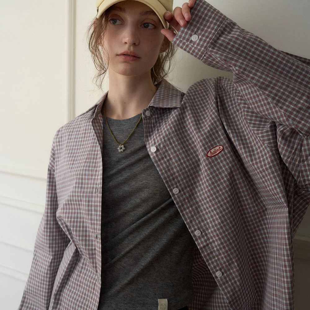 ARO VINTAGE CHECK OVERSIZED SHIRT 3COL_BEIGE