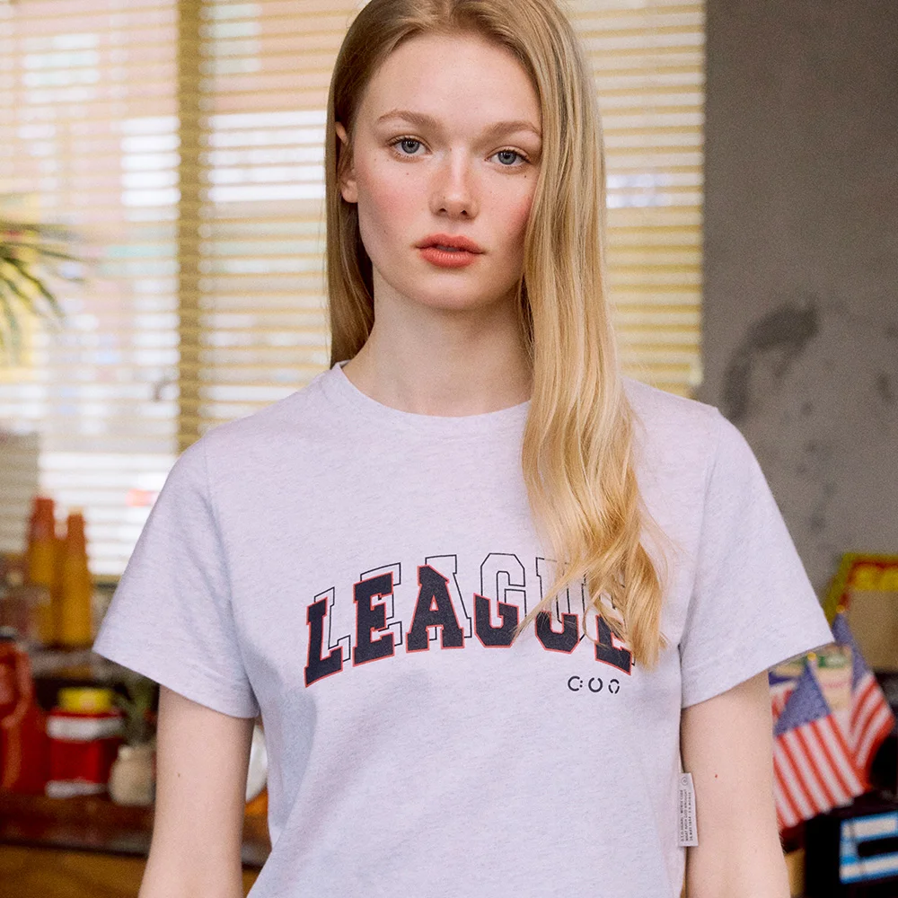 League Overlay Print T-shirt (MELANGE GREY)