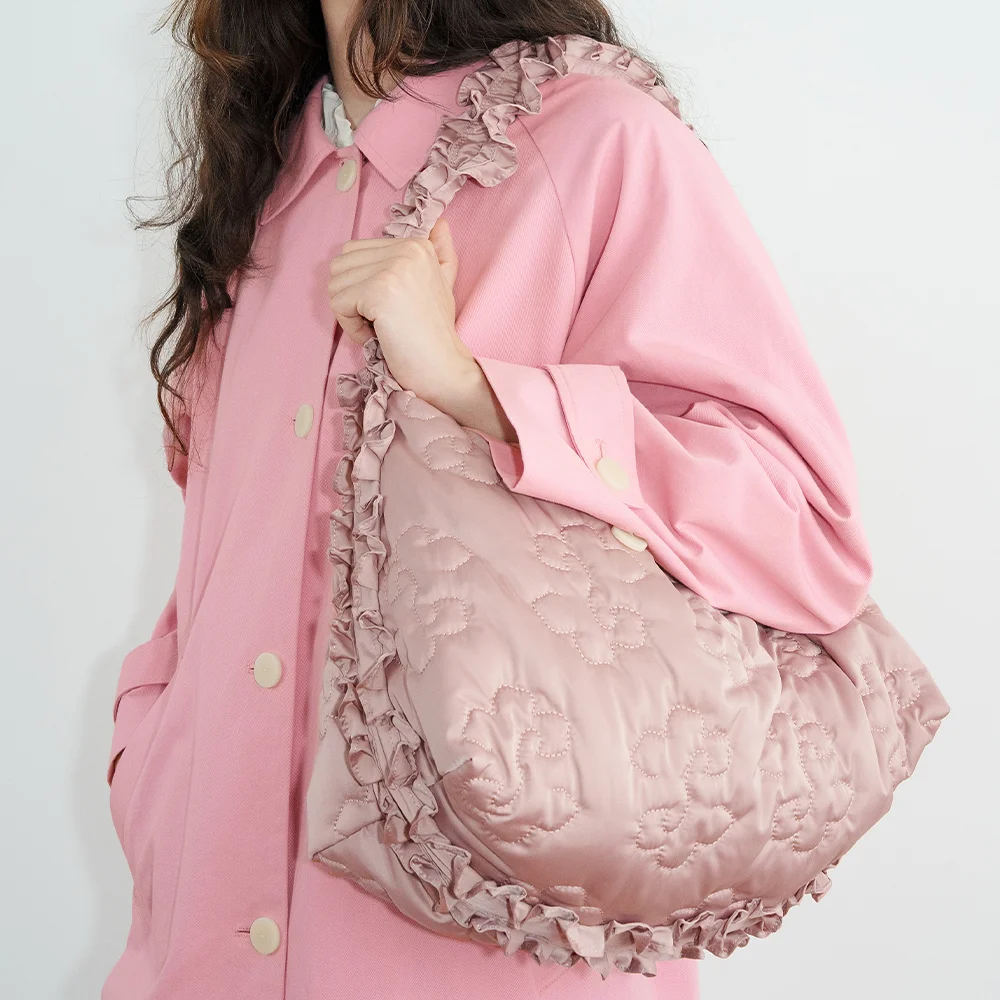Padded Shirring Bag (Ash Pink)