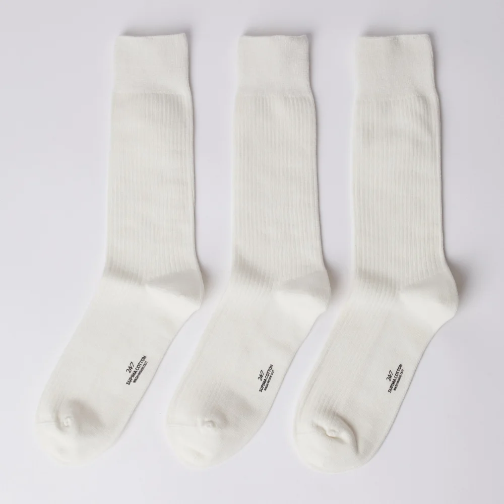 SUPIMA COTTON SOCKS 3PCS WHITE (247)