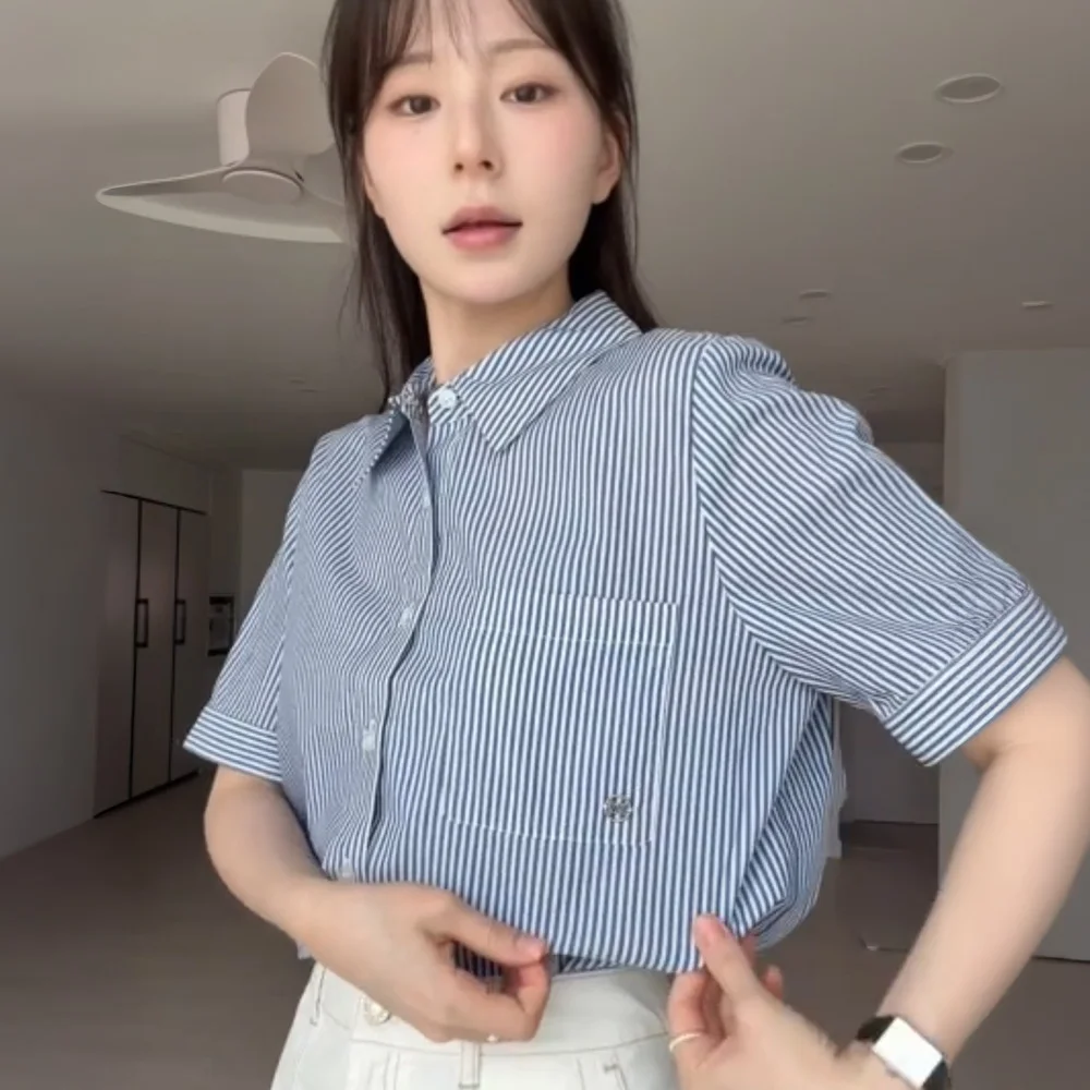 條紋 短袖 襯衫_YC4SS91