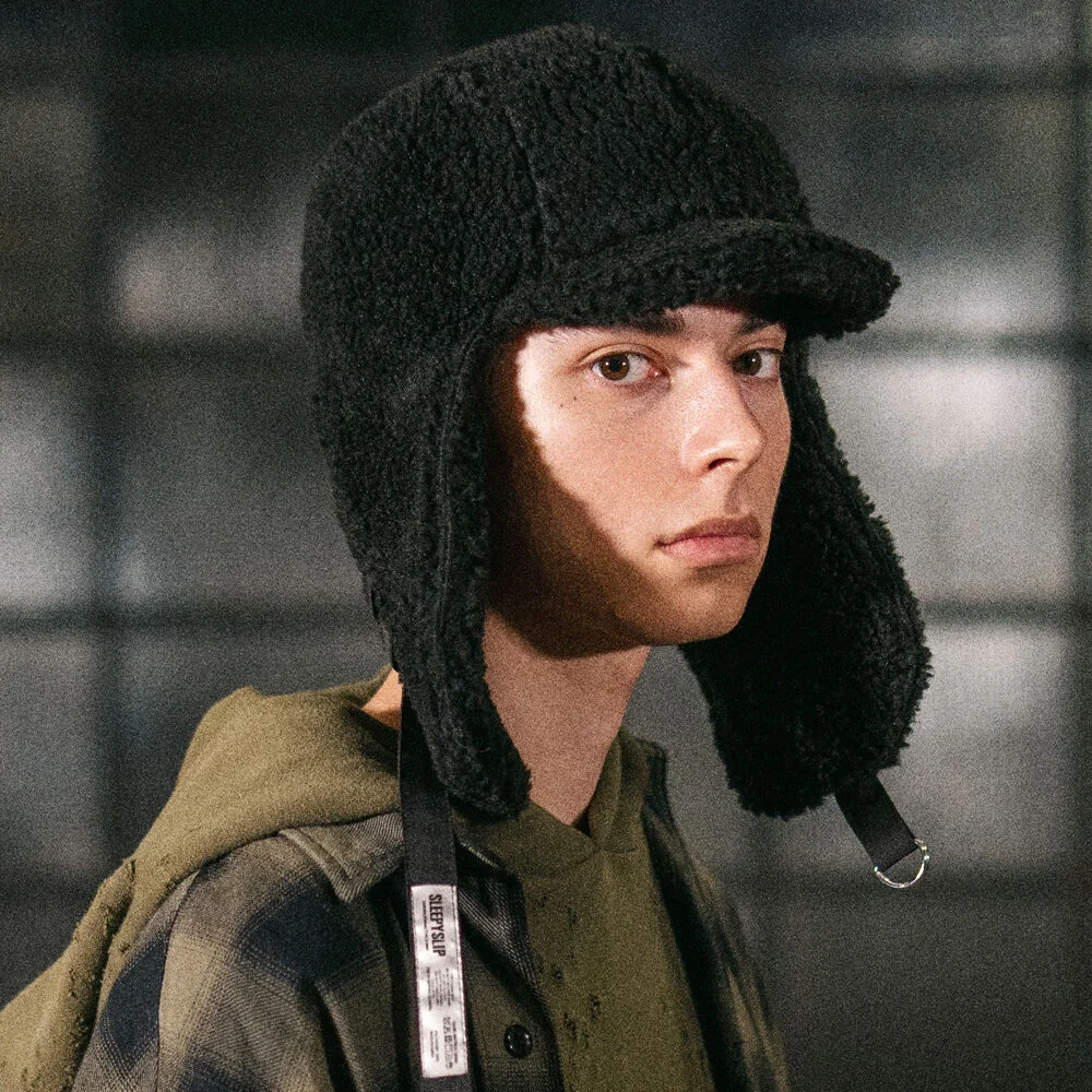 F/W FUR REVERSIBLE TROOPER HAT BLACK
