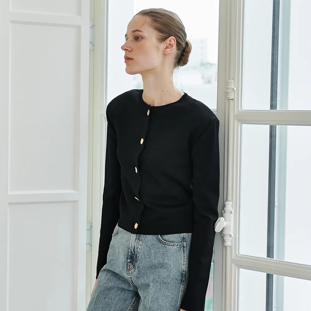 Crop Soft Knit Cardigan - Black