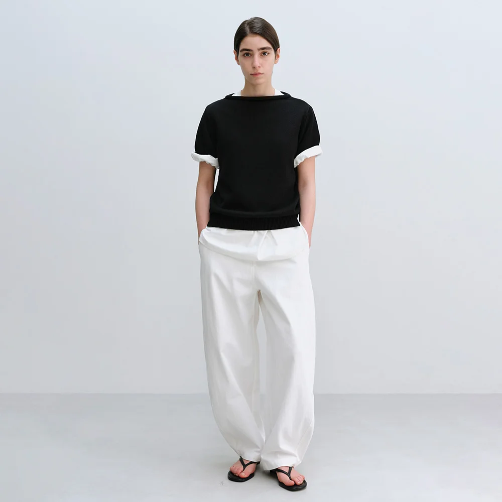Soft Curved Pants in Ivory