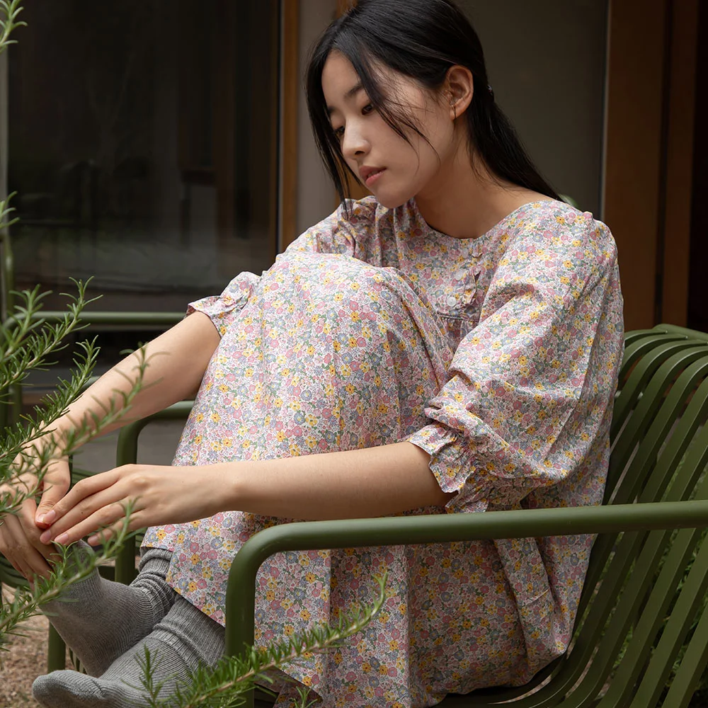 Amour 莫代爾 連衣裙 睡衣 女裝 7分 家居服 - 02 Soft flower (M/L)
