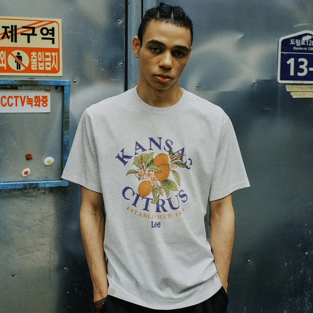 Citrus 圖案 短袖 T恤 淺灰色