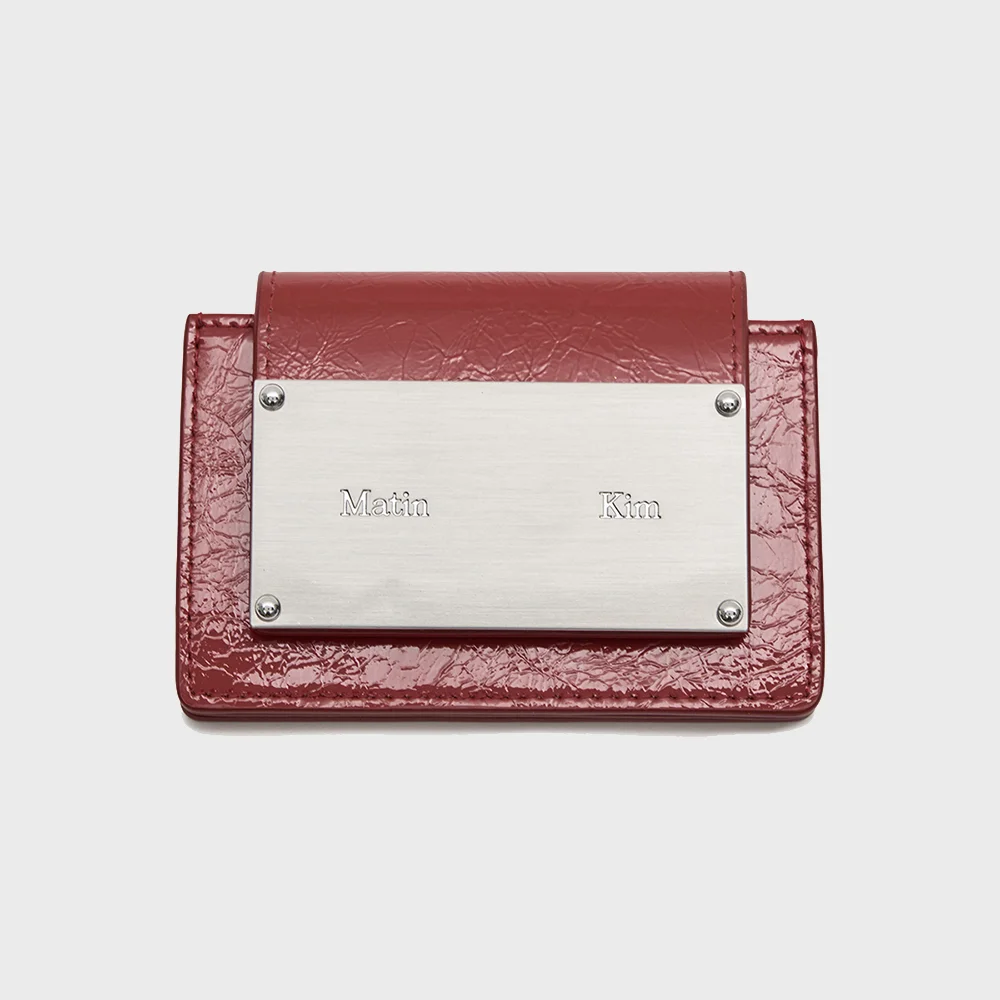 GLAZED ACCORDION WALLET IN RED