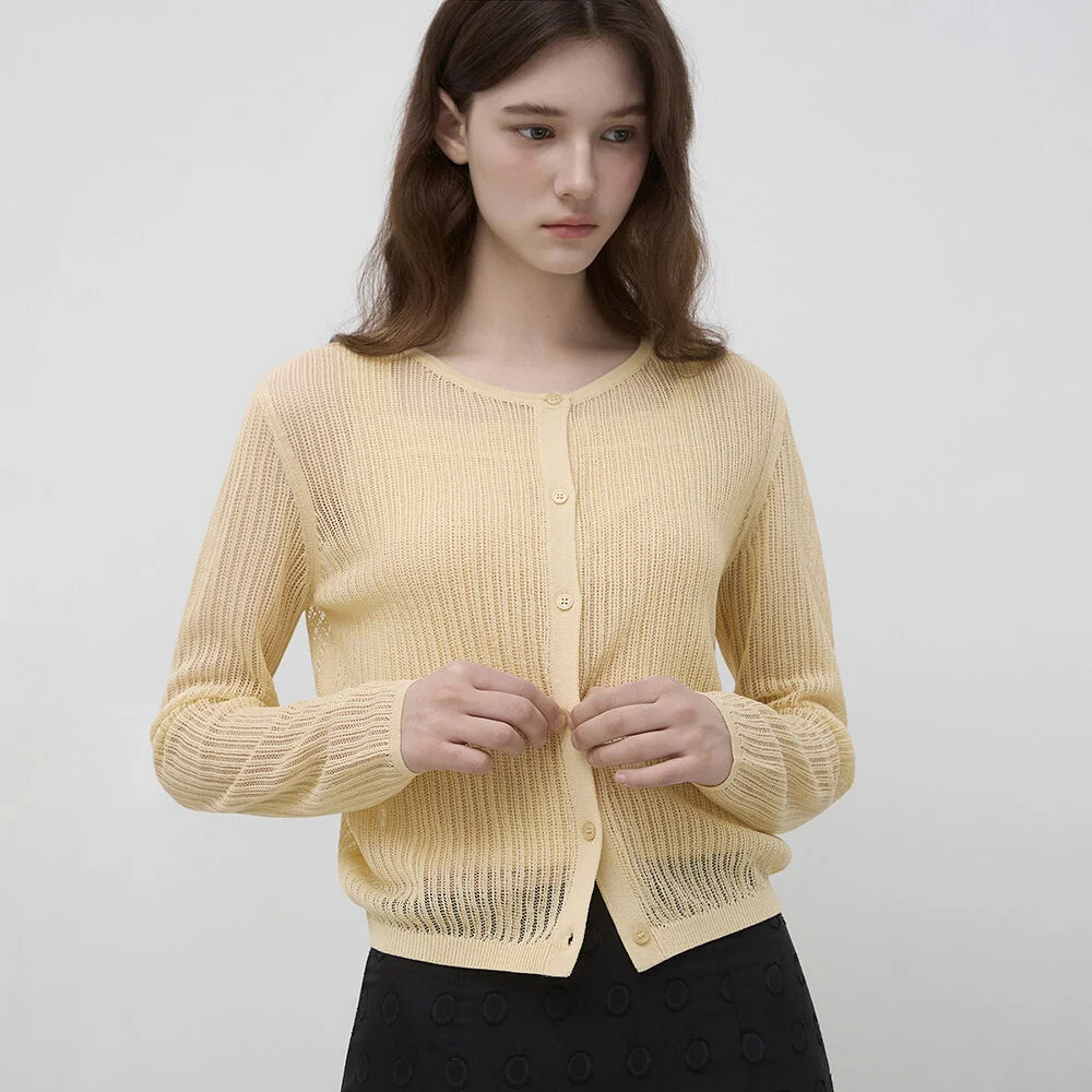 it MICHA 透視 羅紋 針織衫 開襟外套 套裝 ITQ4ZCD910_2colors
