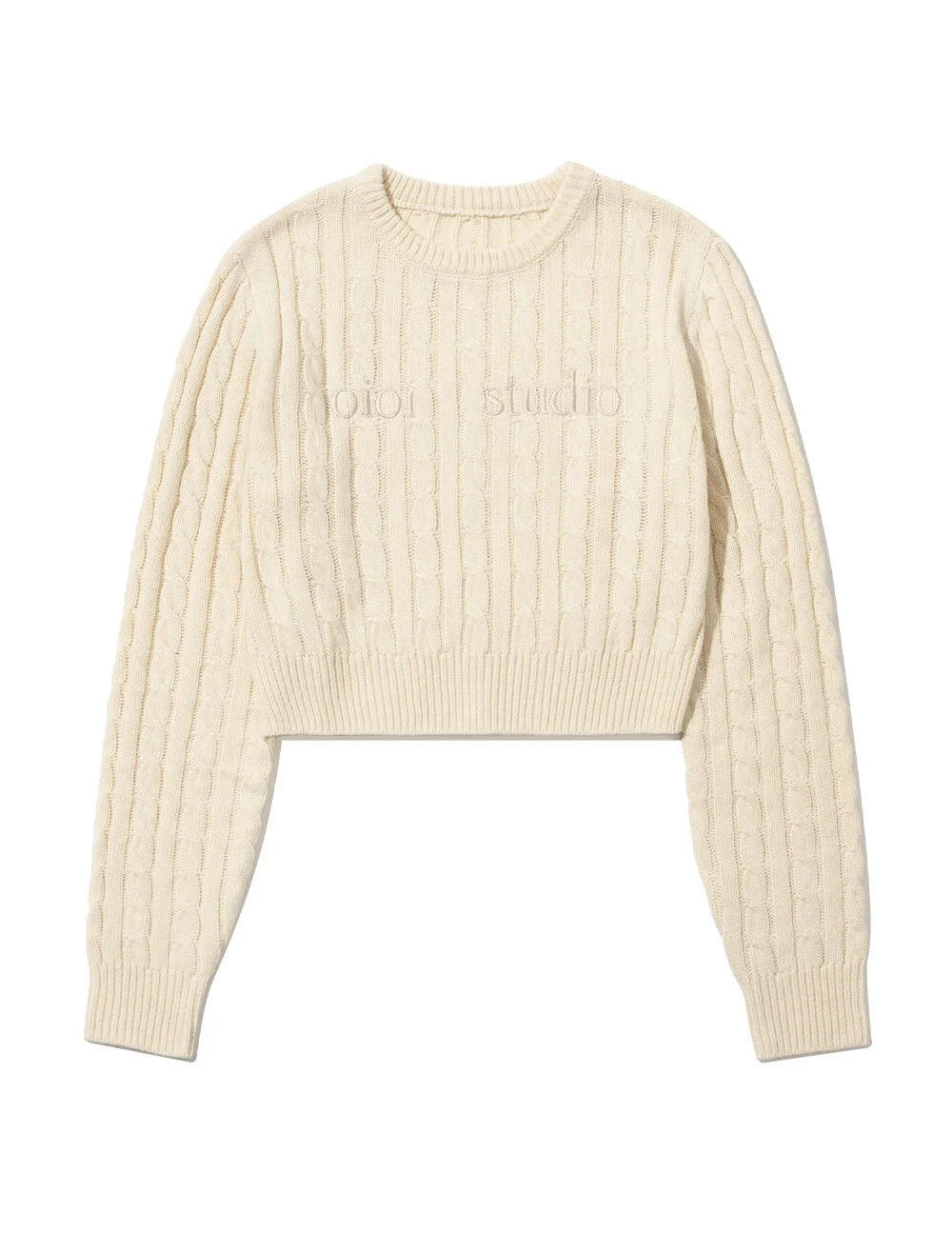 LAYERED LOGO CROP CABLE KNIT