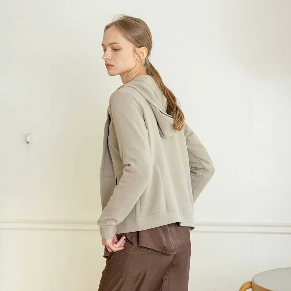 MJ_Zipper hoodie home jacket_BEIGE