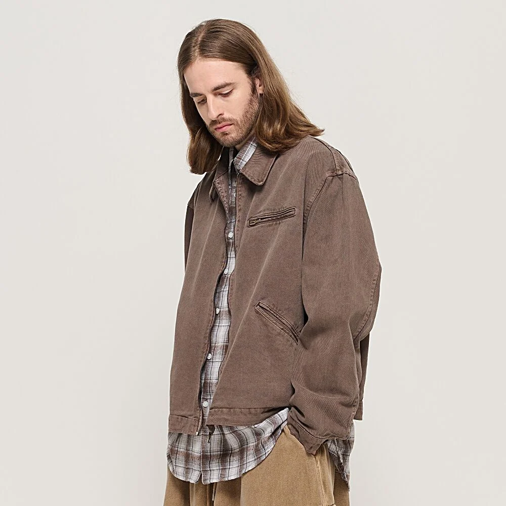 VINTAGE PIGMENT WORK TRUCKER JACKET (BROWN)