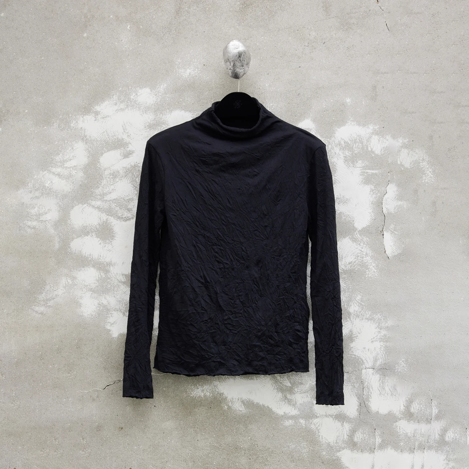 Mock-neck Jersey Top - Black