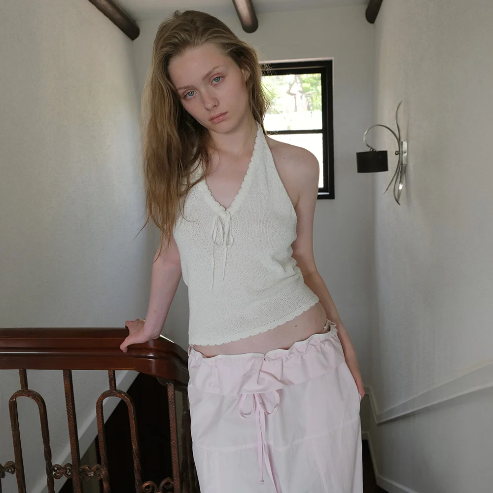 Hazel Halter Knit Top - Ivory