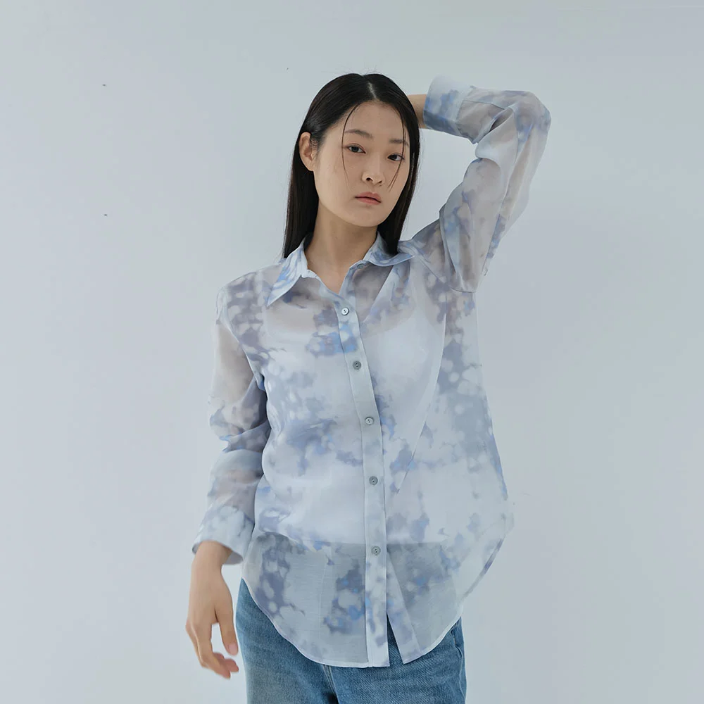 Sheer print over shirts - Blue