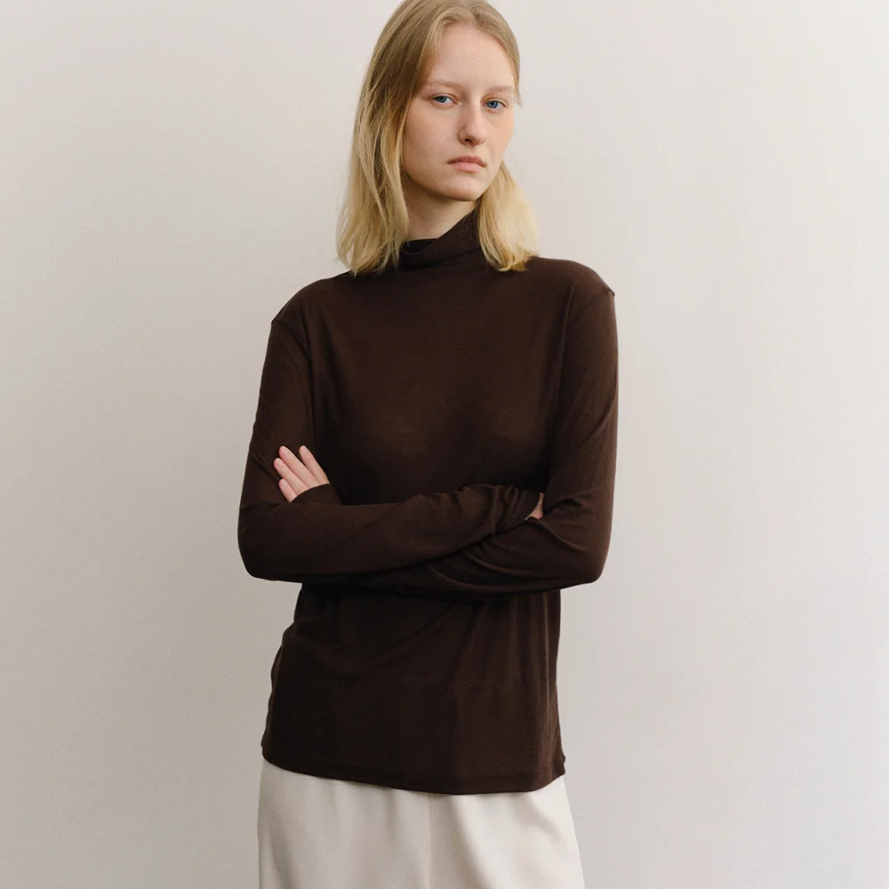 WARM SHEER LOOSE TOP_BROWN