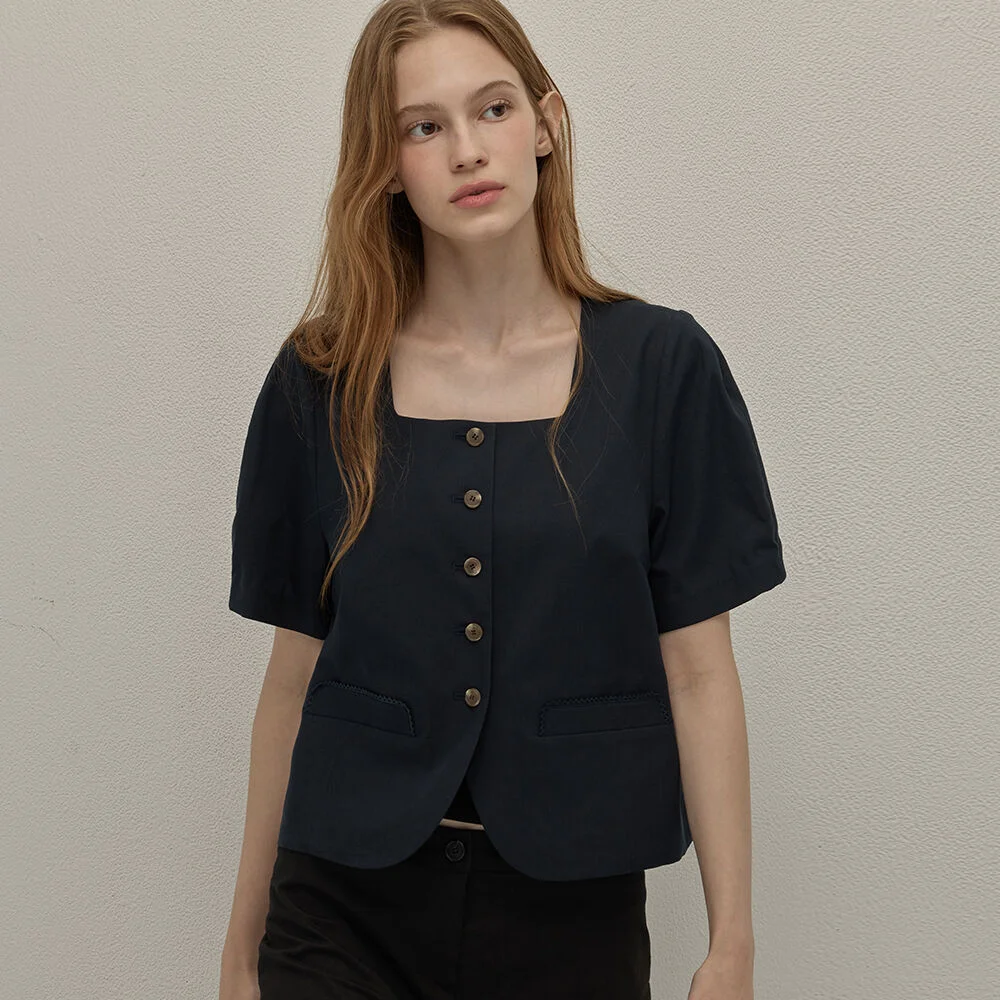 Volume half sleeve jacket - Navy