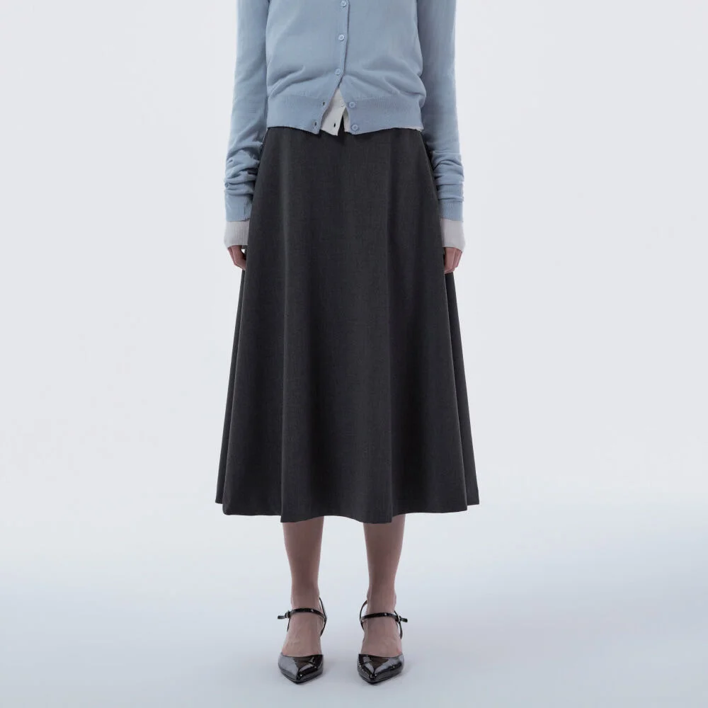 Long Flare Suit Skirt - Dark Grey