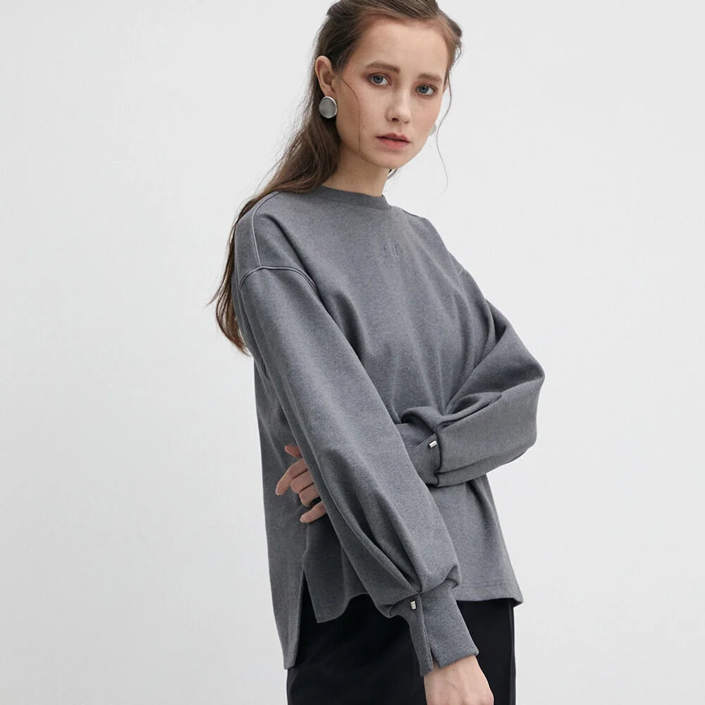 003 Puff Pin Tuck Sweatshirt - Grey