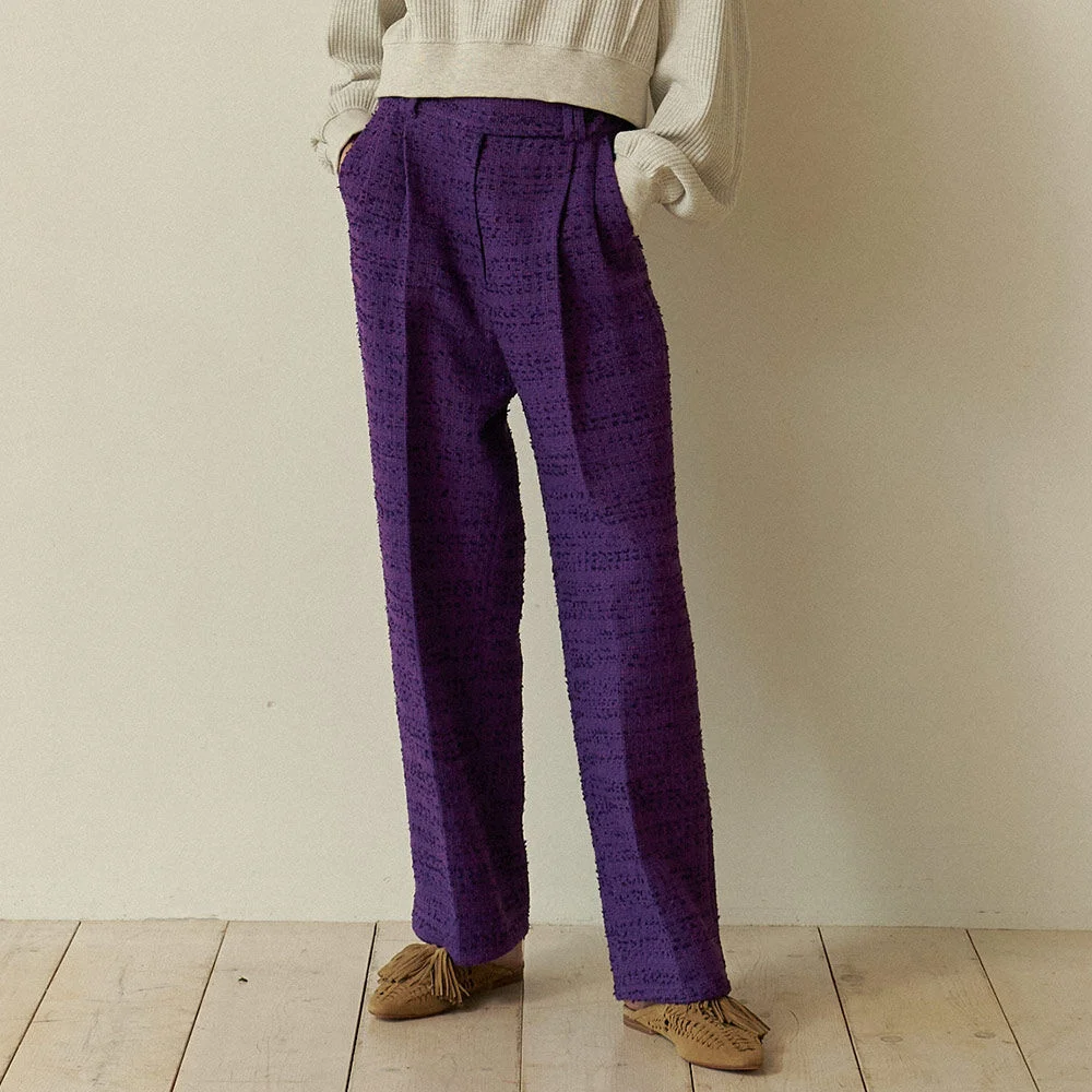 Letteer tweed pants Purple