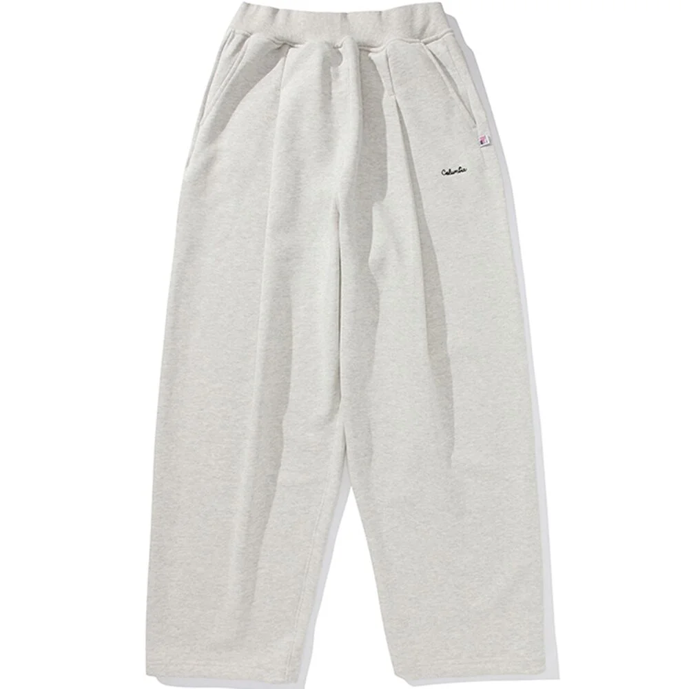CU CLASSIC LOGO WIDE-FIT TERRY PINTUCK SWEATPANTS 燕麥色