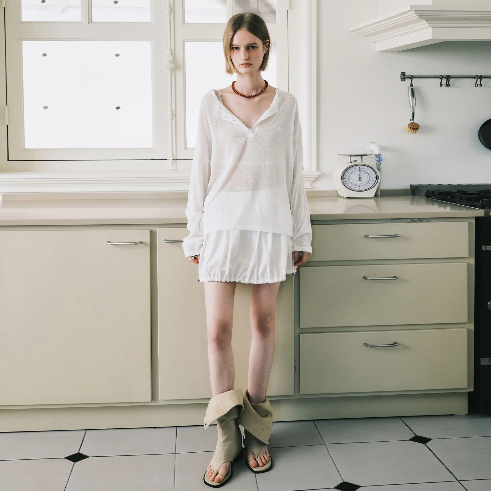 SIDE POCKET BALLOON SKIRT_IVORY