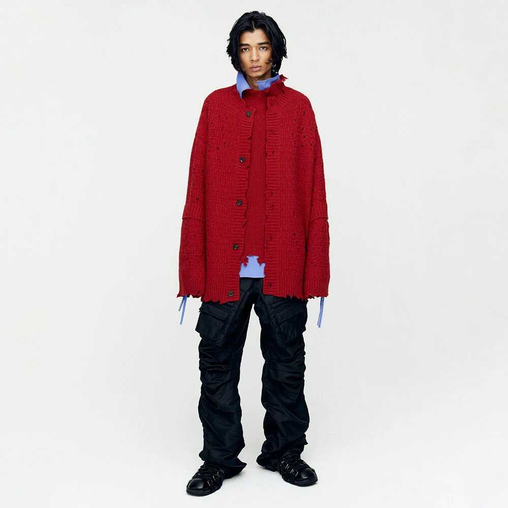 ROGHEN WOOL LONG CARDIGAN atb1156m(SCARLET)