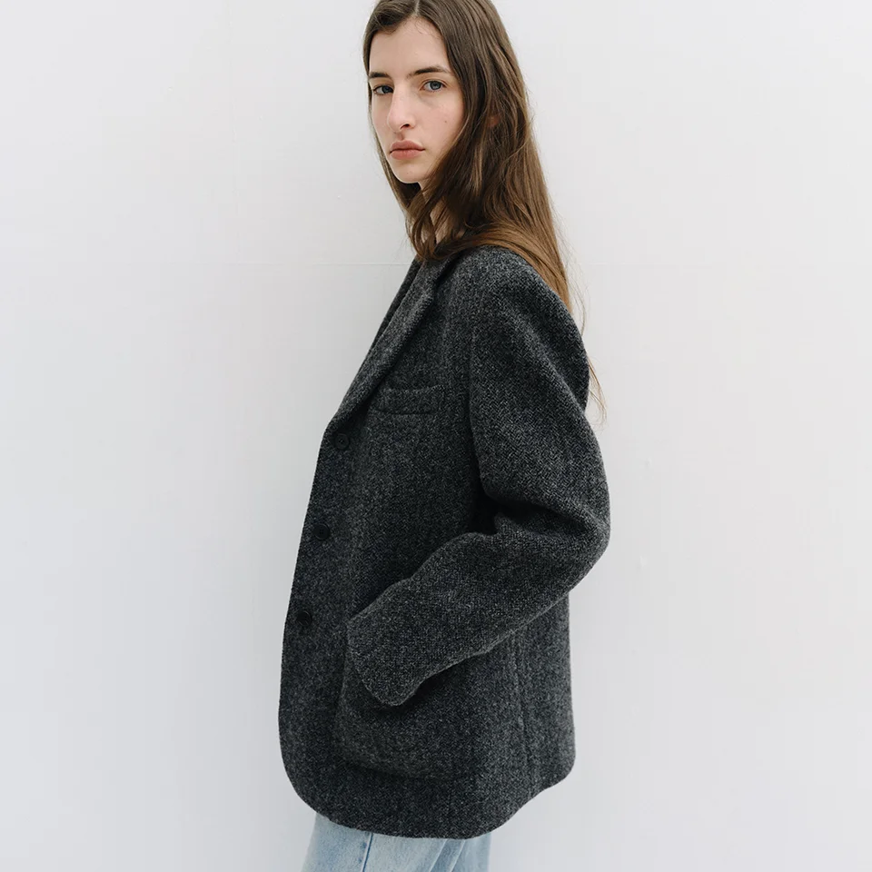 overfit wool single jacket (charcoal)