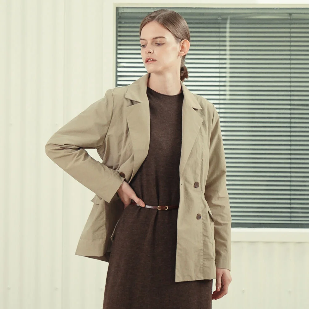 String Detail Double Jacket _Beige