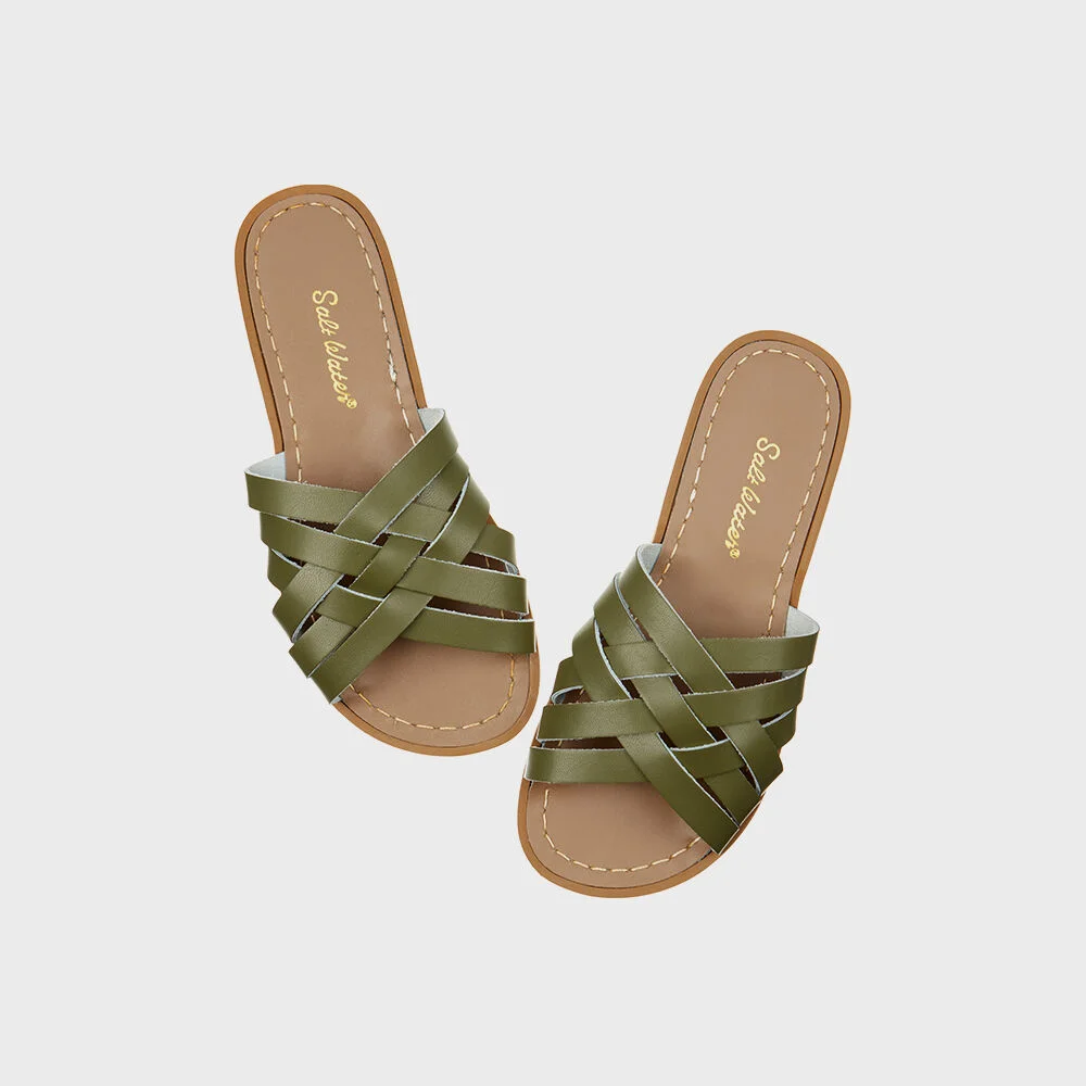 SALT-WATER SANDAL ADULT RETRO SLIDE OLIVE
