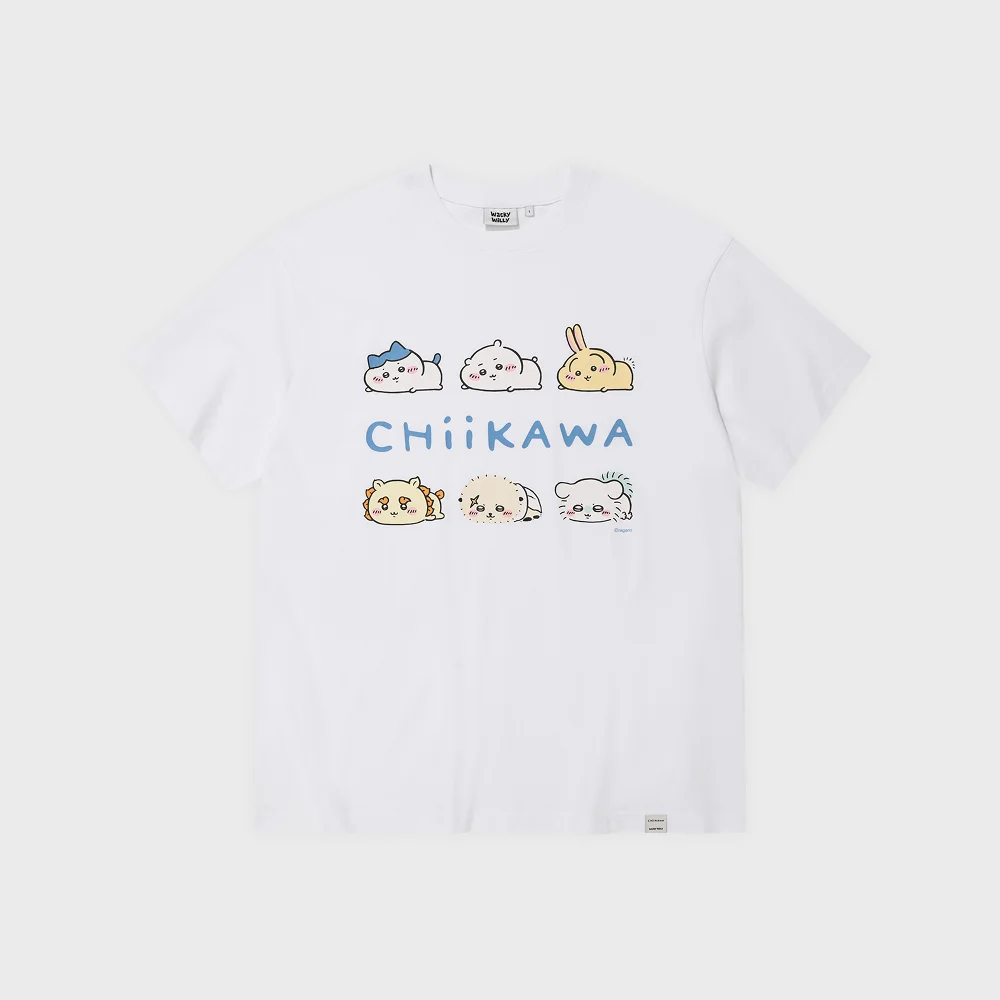 Munchkin Cat 朋友們 圖案 短袖T恤 白色