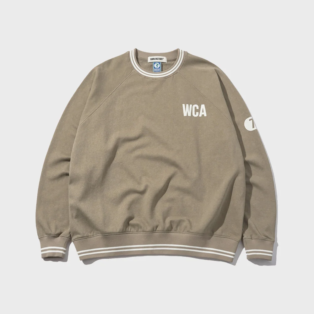 Stripe Ribbed Sweatshirt Khaki Beige