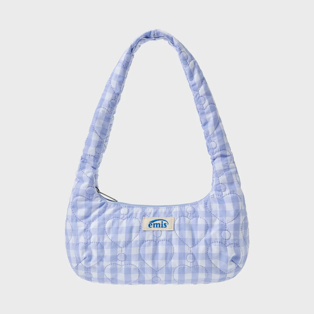 HEART QUILTED SHOULDER BAG-SKY BLUE