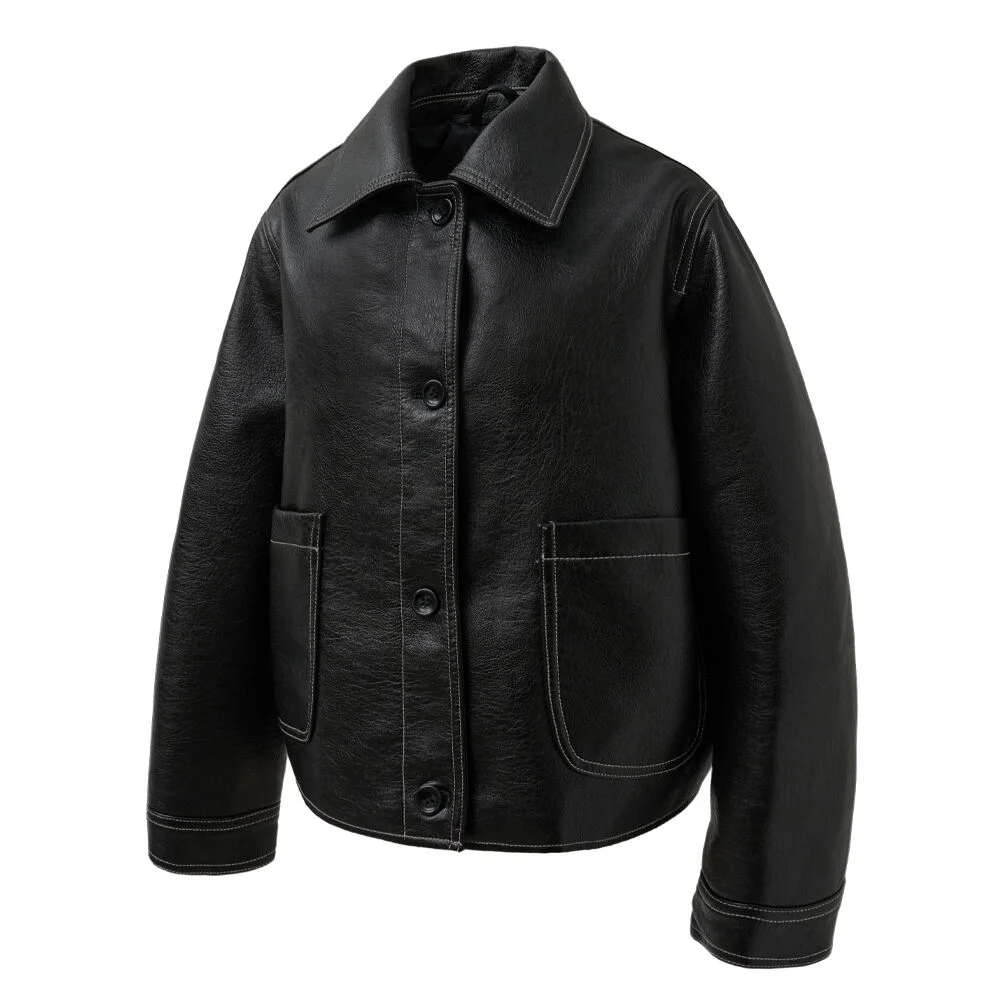 9215 皮革 外套 (BLACK)