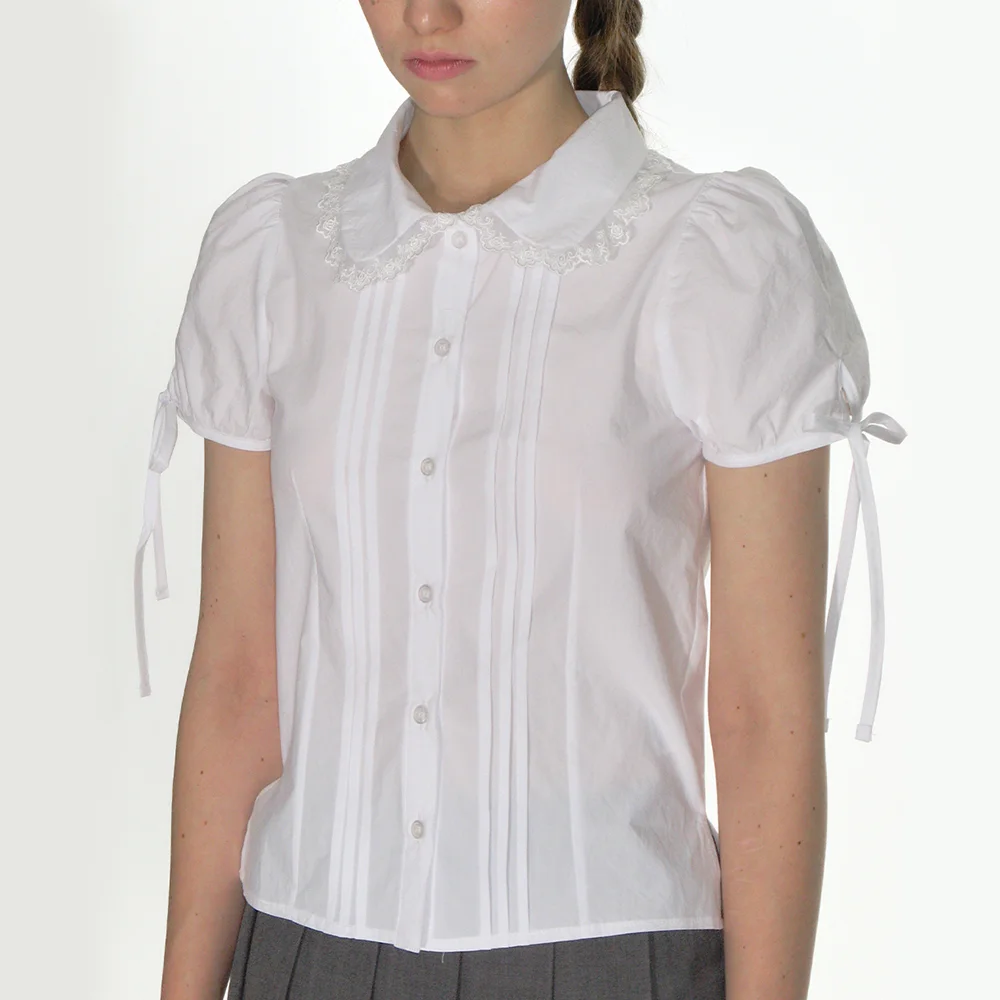 PINTUCK LACE COLLAR BLOUSE_WHITE